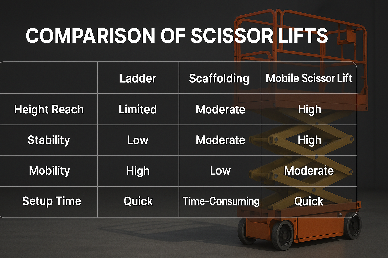 Mobile Scissor lift Comparison