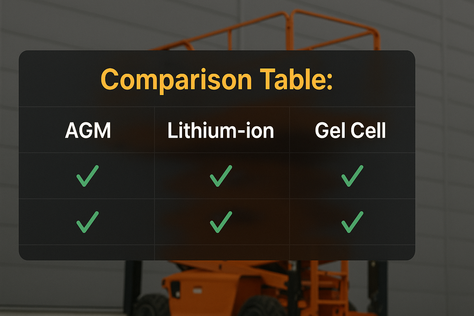 Scissor lift batteries comparison