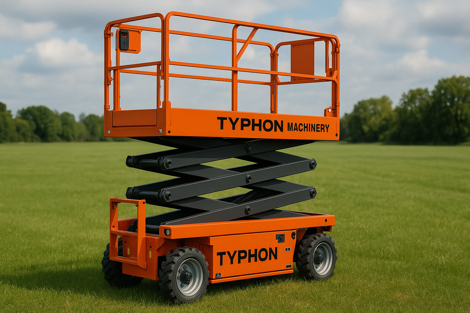 Scissor lift on grass