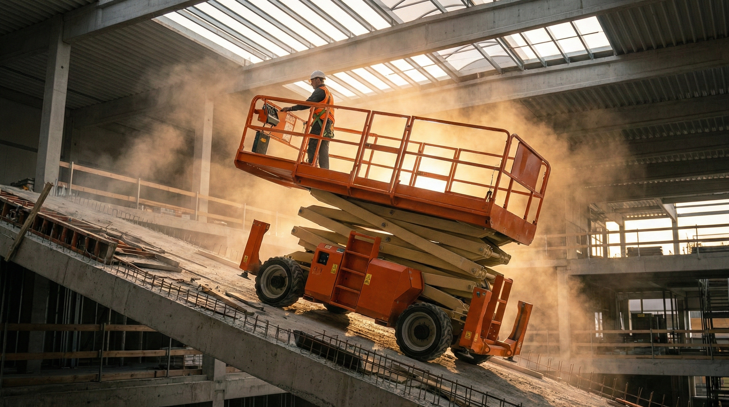 scissor lift for sloped floor