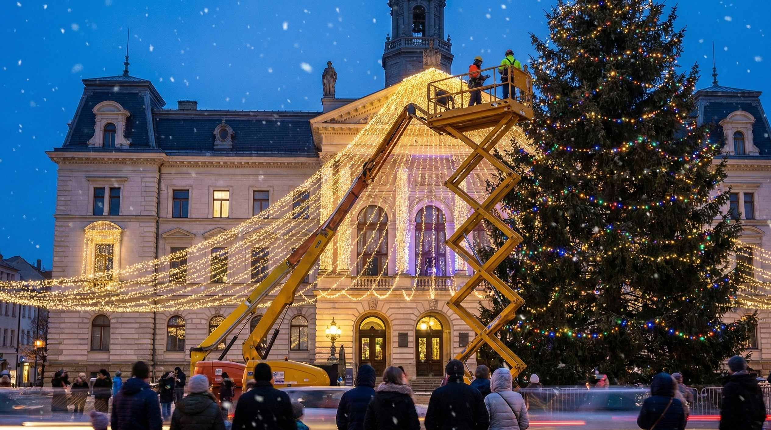 Role of scissor lifts for festive lighting