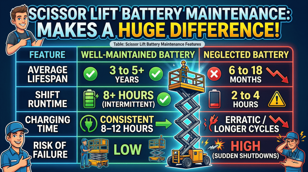 Scissor Lift Battery Maintenance Features