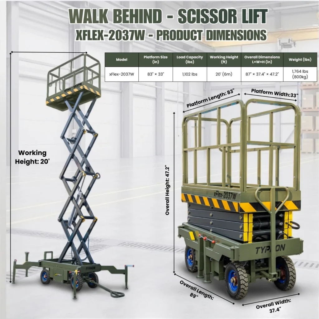 TYPHON xFlex-2037W Walk-Behind Scissor Lift 1102 lbs load capacity Electric 110V