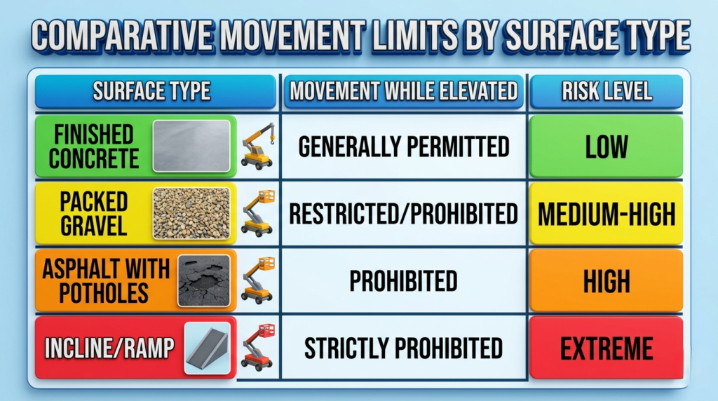 scissor lift movement Surface Type