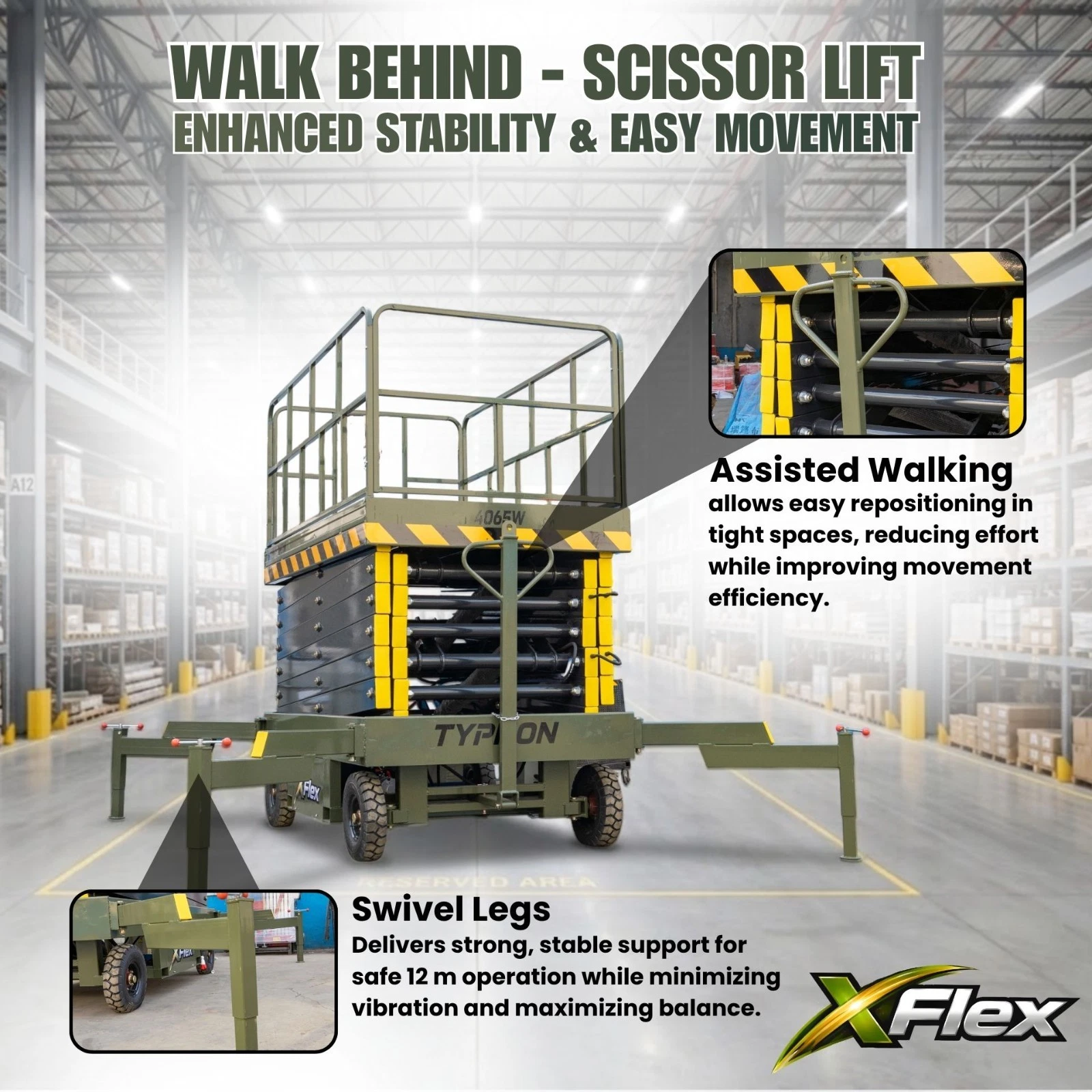 TYPHON xFlex-4065W Walk-Behind Scissor Lift 1100 lbs load capacity Electric 110V - Image 8