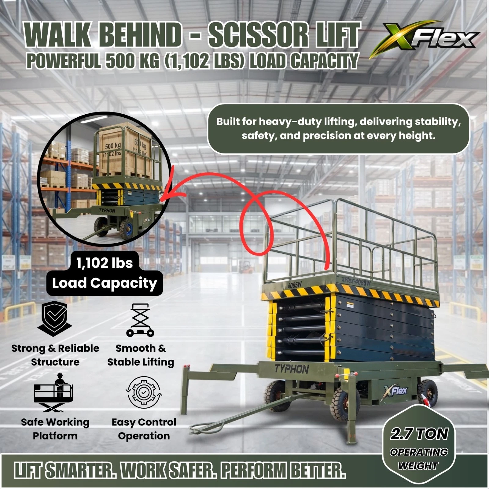 TYPHON xFlex-4065W Walk-Behind Scissor Lift 1100 lbs load capacity Electric 110V - Image 5