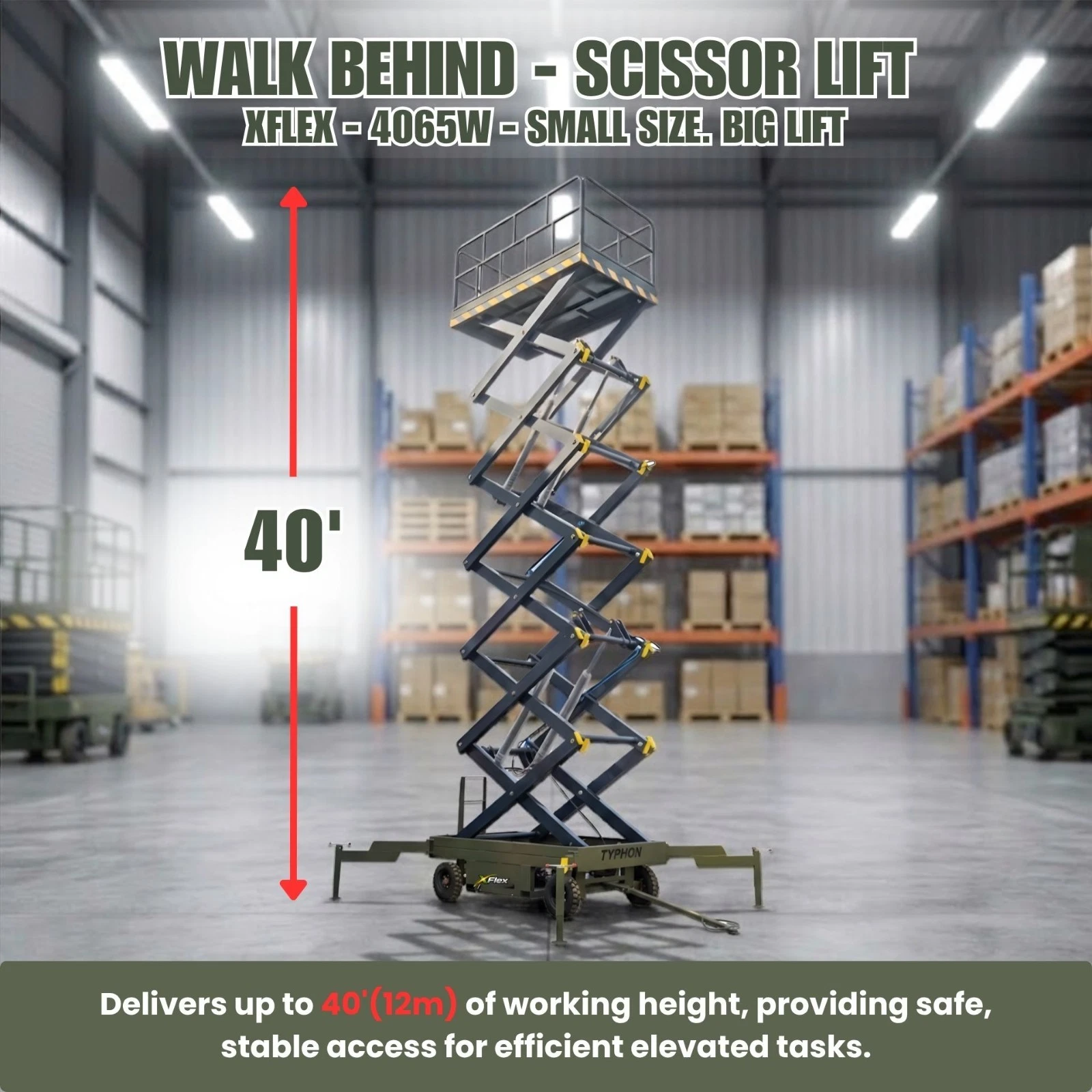 TYPHON xFlex-4065W Walk-Behind Scissor Lift 1100 lbs load capacity Electric 110V - Image 3