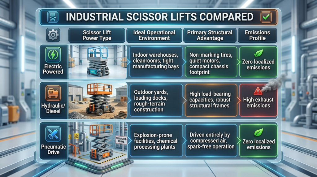 Scissor lifts in industrial facilities comparison