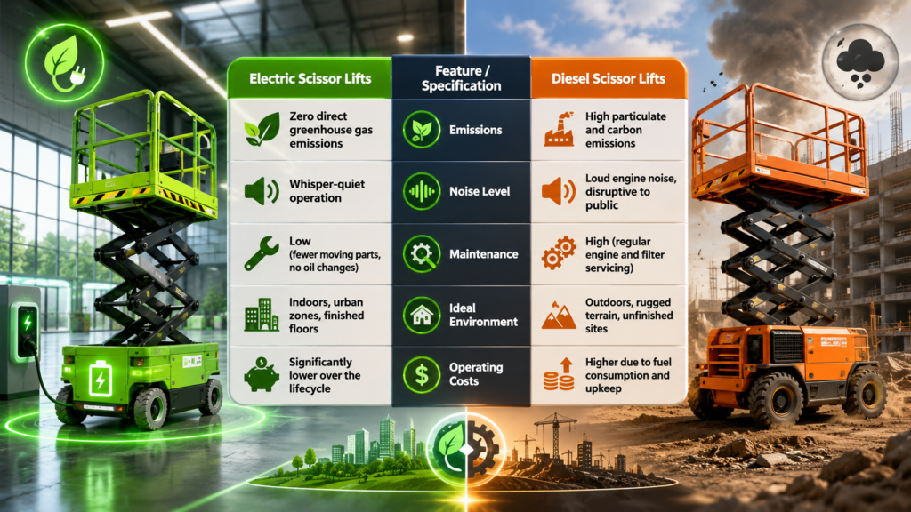 sustainability of electric scissor lift Table