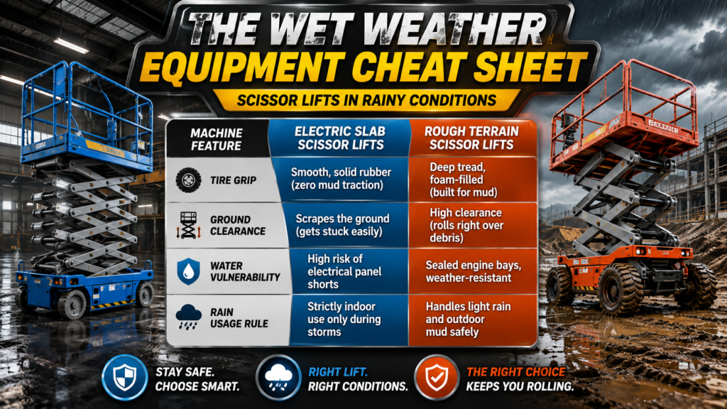 Scissor Lifts in Rainy Conditions Table