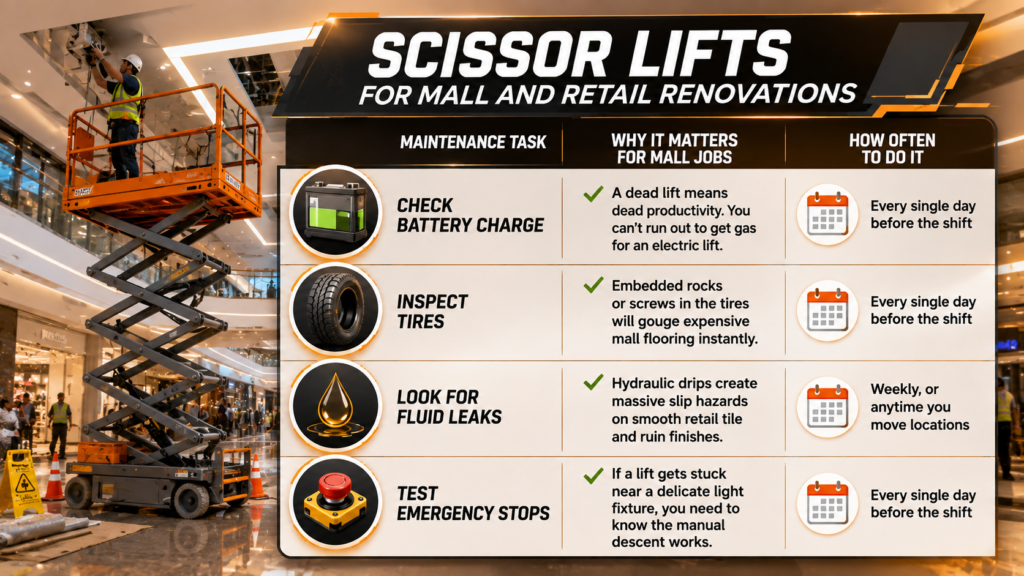 scissor lifts for mall renovations Table