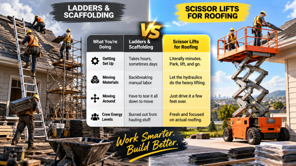 Scissor lifts for roofing Table